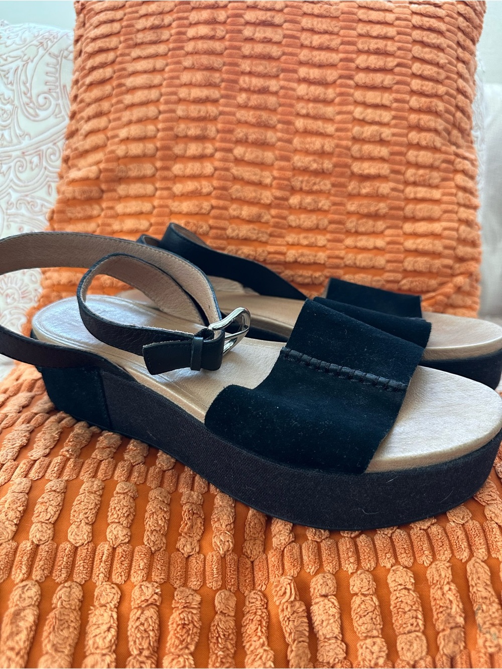 UGG suede and leather platform sandals